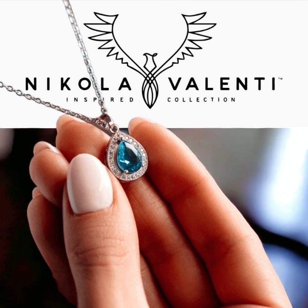 HP🎉Nikola Valenti White gold plated necklace Austrian Blue Jewel Necklace $134